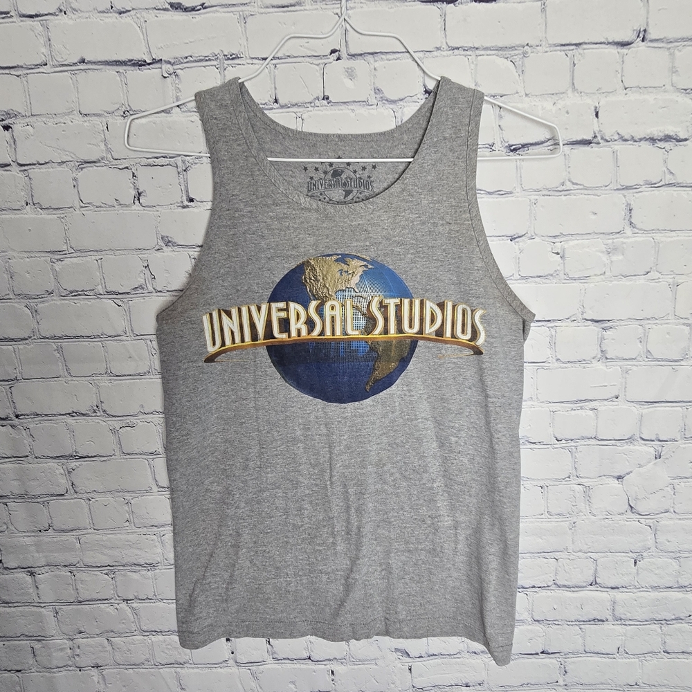 Universal Studios Gray Tank Top with Blue and Gold Logo S
